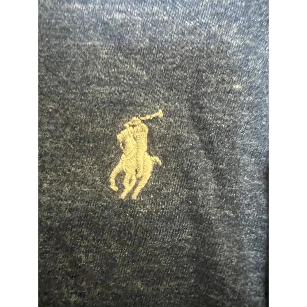 Polo Ralph Lauren T-Shirt Mens L Blue Excellence Long Sleeve V-Neck Cotton Pony